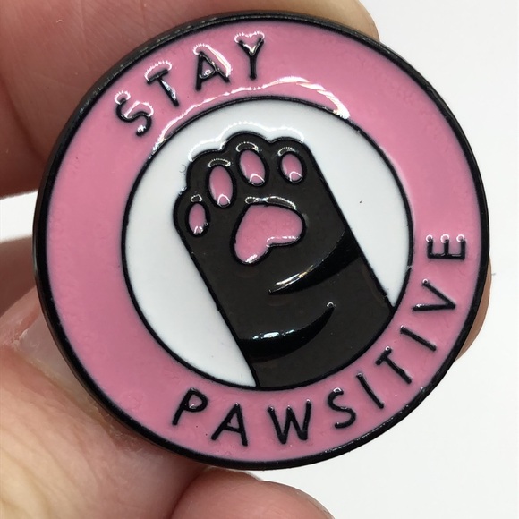 3/$25 “Stay Pawsitive” 🐾 Cute Funny Inspirational Unisex Paw Print Pin - Picture 11 of 12